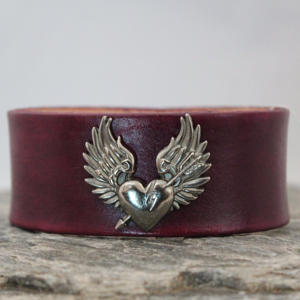Hand Dyed Purple Leather Bracelet